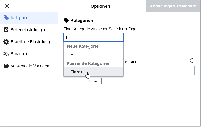 Passende Kategorie auswählen